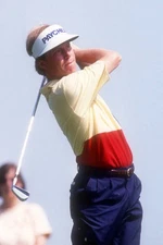 American golfer Jeff Sluman tees off during the day three Kemper O- Old Photo