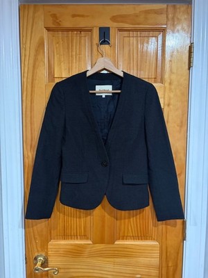 Paul Stuart Knit Blazer Jacket Black Rayon Blend Lined Womens Size