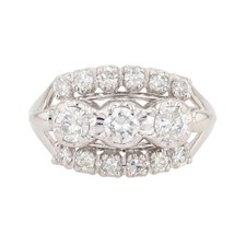 .81ctw Round Cut Diamond Three-Stone Engagement Ring 14k White Gold Size 5.75