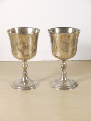 Vintage Wein versilberte Metallkelche EPNS 2er Set 12,5 cm hoch
