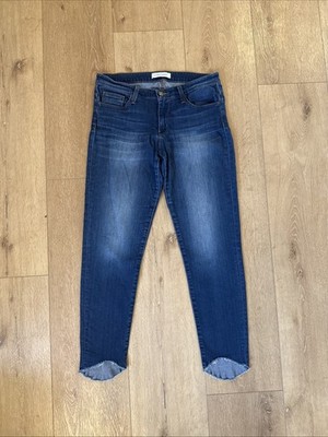 Flying Monkey Women's Platinum High Rise Ankle Jeans 30x27 Stretch Raw Hem Y2049