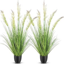 2 Pieces 4 Ft Artificial Tall Grass Plants for Outdoor Faux Tall Grasses Plant P