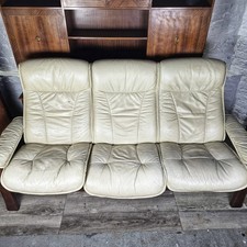 Ekornes Stressless 3 Seat Settee Sofa Cream Leather - FREE UK DELIVERY*