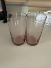 2 Vtg Anchor Hocking? Light Purple Pink Smoke 5”  Water Tumblers Juice Glasses