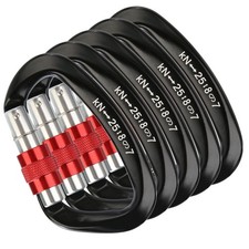 5Pcs Black 25KN D Shape Duty Screwgate Locking Carabiner For Climbing Caving eq