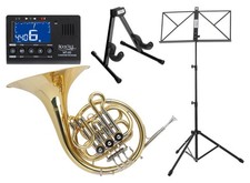 Kinder B-Waldhorn Sch&uuml;ler Links Brass Koffer Notenst&auml;nder Tuner Hornst&auml;nder Set