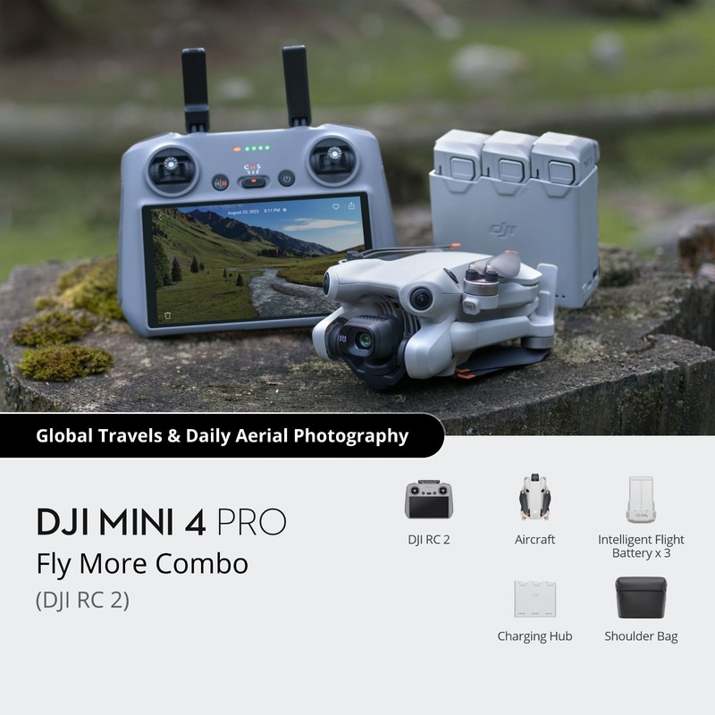DJI Mini 4 Pro Fly More Combo Camera Drone (with RC 2 Remote)