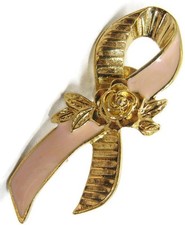 Breast Cancer Awareness Lapel Pin Vintage Pink Bow