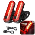 [2 Pack] Bike Rear Tail Lights USB Rechargeable Cycling Safety Flashers Blinking