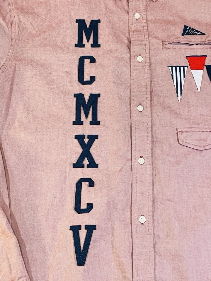 10. Deep Flannel Shirt Mens 2XL Red Embroidered Long Sleeve Button Down - Image 3 of 4