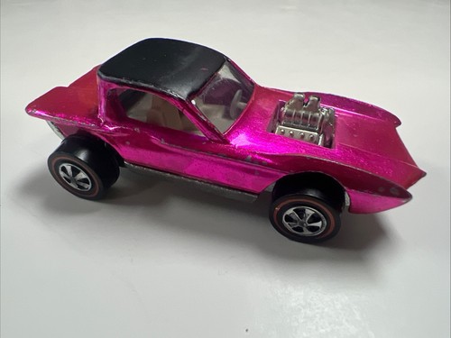 Vintage 1968 Hot Wheels Redlines Hot Pink Python White Interior, Made In U.S.