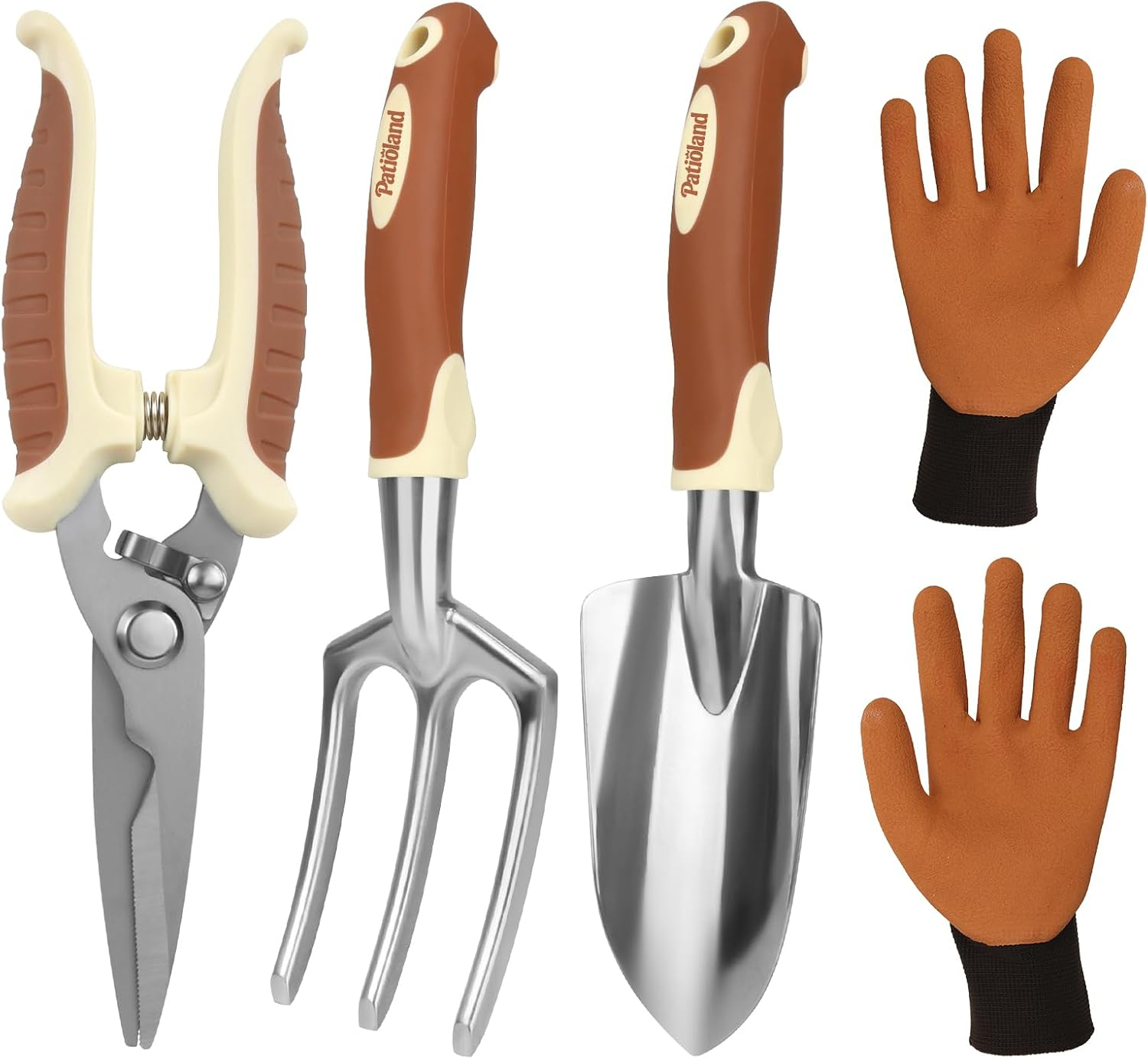Garden Tool Set 4 Piece Aluminum Brown