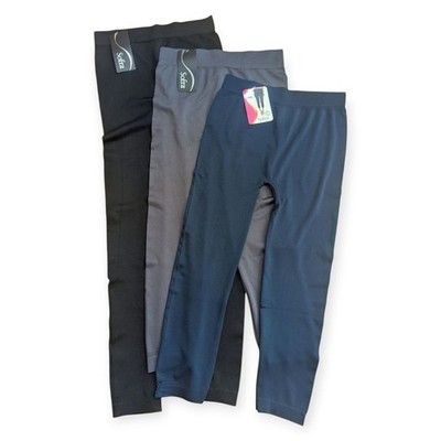 Sofra Free Size NWT Set of 3 leggings Black Grey Navy Blue OS footless tight