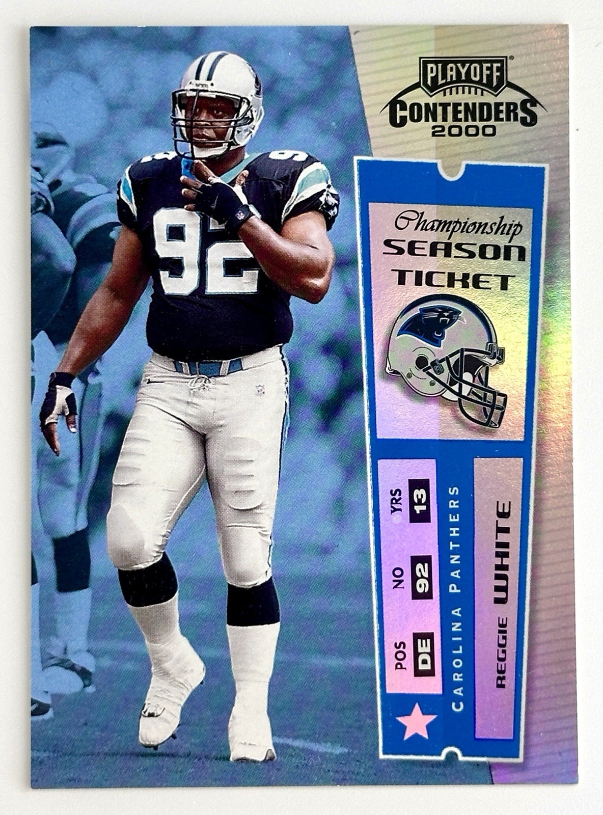2000 Playoff Contenders Reggie White Championship Ticket /100 #14 Panthers
