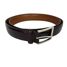 Brooks Brothers Leather Belt 38 Silver Buckle Deep reddish-brown