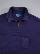 Polo Ralph Lauren Pullover Knit Sweater Men  s XL Purple Estate Rib 1/4 Zip Pony