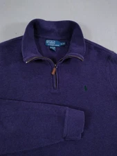 Polo Ralph Lauren Pullover Knit Sweater Men’s XL Purple Estate Rib 1/4 Zip Pony