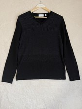 Calvin Klein Sweater Mens Medium V Neck Merino Wool Blend Italian Yarn Pullover