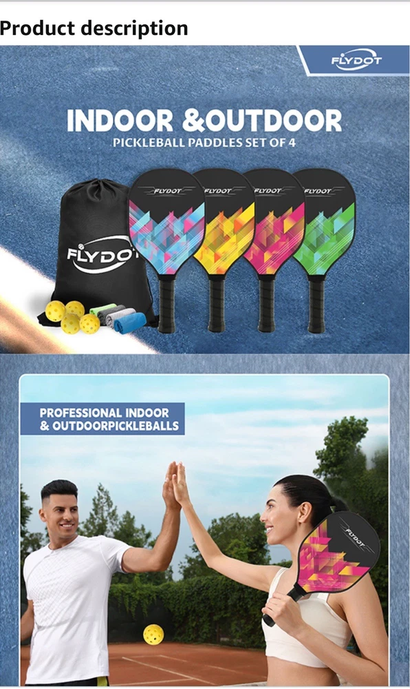 Best USAPA Approved Pickleball Paddles Set of 4 with Balls