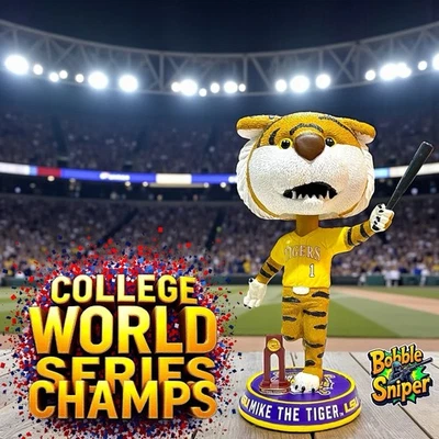 MIKE the TIGER LSU Tigers 2023 College World Series Champs Bighead Bobblehead - Image 1 of 4