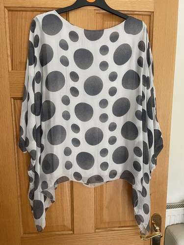 Pobby & Blue Grey Silk Sheer Double layer Floaty Top One Size BNWT - Picture 6 of 7