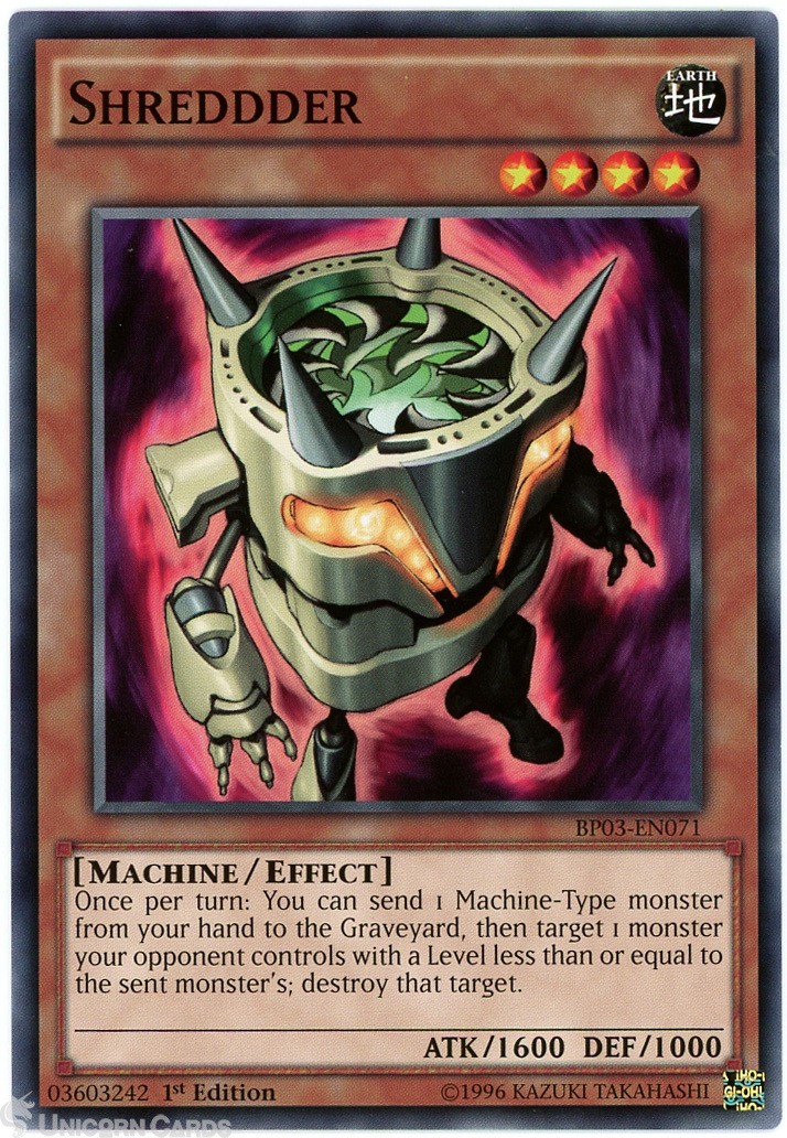 BP03-EN071 Shreddder : Shatterfoil Rare 1st Edition Mint YuGiOh Card