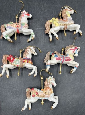 Willitts Vintage Ceramic Carousel Horse Ornament Set Of Five