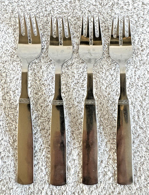 (4) Gense RANKA-ROYAL Salad Forks 18-8 Stainless Made in Sweden 6 7/8  Long