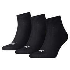 Image of PUMA Men's Puma Quarter Sock 3 Pairs Black UK 9 11, Black, One 9-11, 
