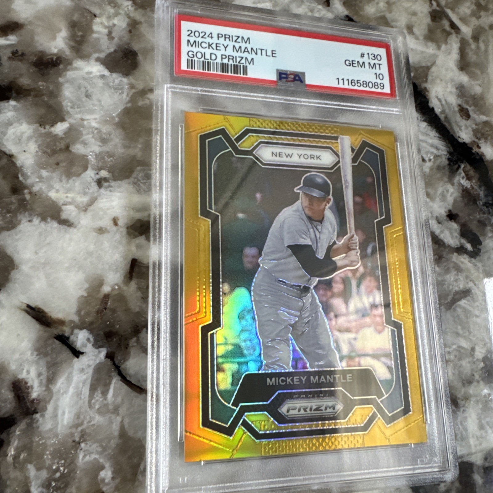 Mickey Mantle 2024 Panini Prizm - #130 Gold Prizm #10/10 PSA 10 GEM-MT view 3