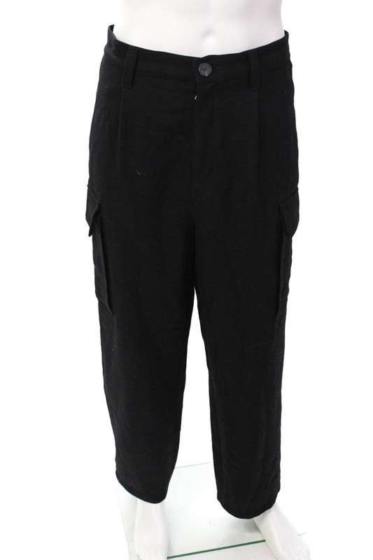 Frame Womens High Rise Pleated Front Straight Leg Pants Black Wool Size Large