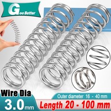 304 Stainless Steel Compression Spring Wire Dia 3mm, L 20-100mm, OD 16-40mm