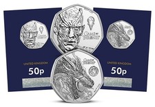 New 2026 UK 50P Coin Set. Game of Thrones Fire & Ice BU Certified BUNC 50p Pair