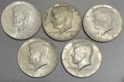 5 Coins ~ Kennedy Half Dollars ~ 1968-D Denver Mint ~ 40% Silver
