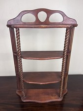 Antique VTG Art Nouveau Style Solid Wood Trinket 3 Tier Shelf 17” x 5” x 24”