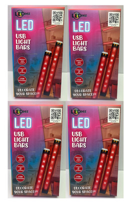 4 Boxes/2 Per Pack- Ledeez Red LED Light Bar Neo Glow 5 inch Bars USB Lighting