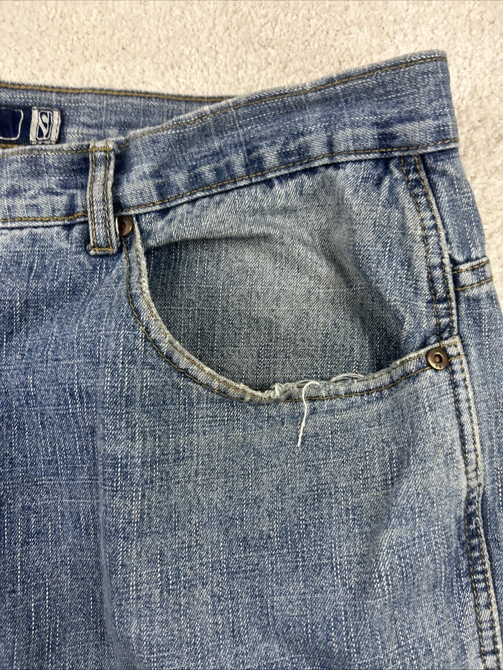 Pantalones de mezclilla Brooklyn Xpress BX para hombre 42x34 azules relajados descoloridos ropa de calle holgados hip hop Foto 4 de 4