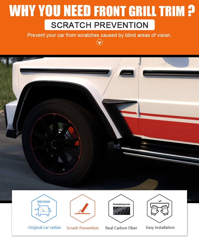 Cubierta de aletas de ventilación de guardabarros laterales para Mercedes-Benz W464 G500 G550 G63AMG fibra de carbono Foto 3 de 4