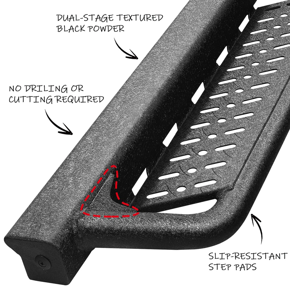 FIT 2007-2018 Silverado/Sierra Crew Cab Running Boards Drop Side Step BLK BHK — 第 3/4 张图片