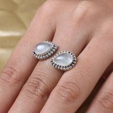 925 Sterling Silver Natural Moonstone Ring Gemstone Women Jewelry For Her Z 70