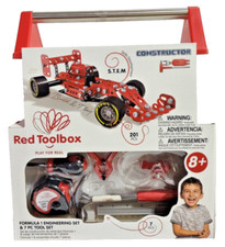 NIB- Red Toolbox Play For Real Formula1 Engineering Set Over 200 pc