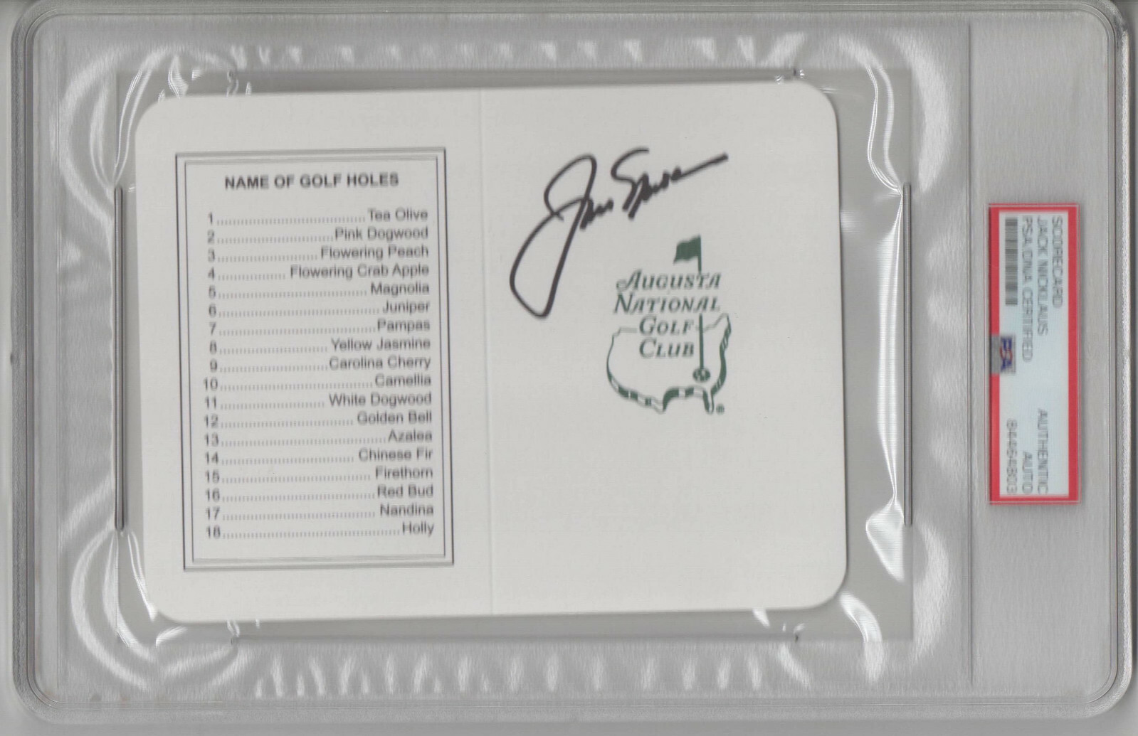 JACK NICKLAUS SIGNED AUTOGRAPH MASTERS SCORECARD PSA DNA The Golden Bear