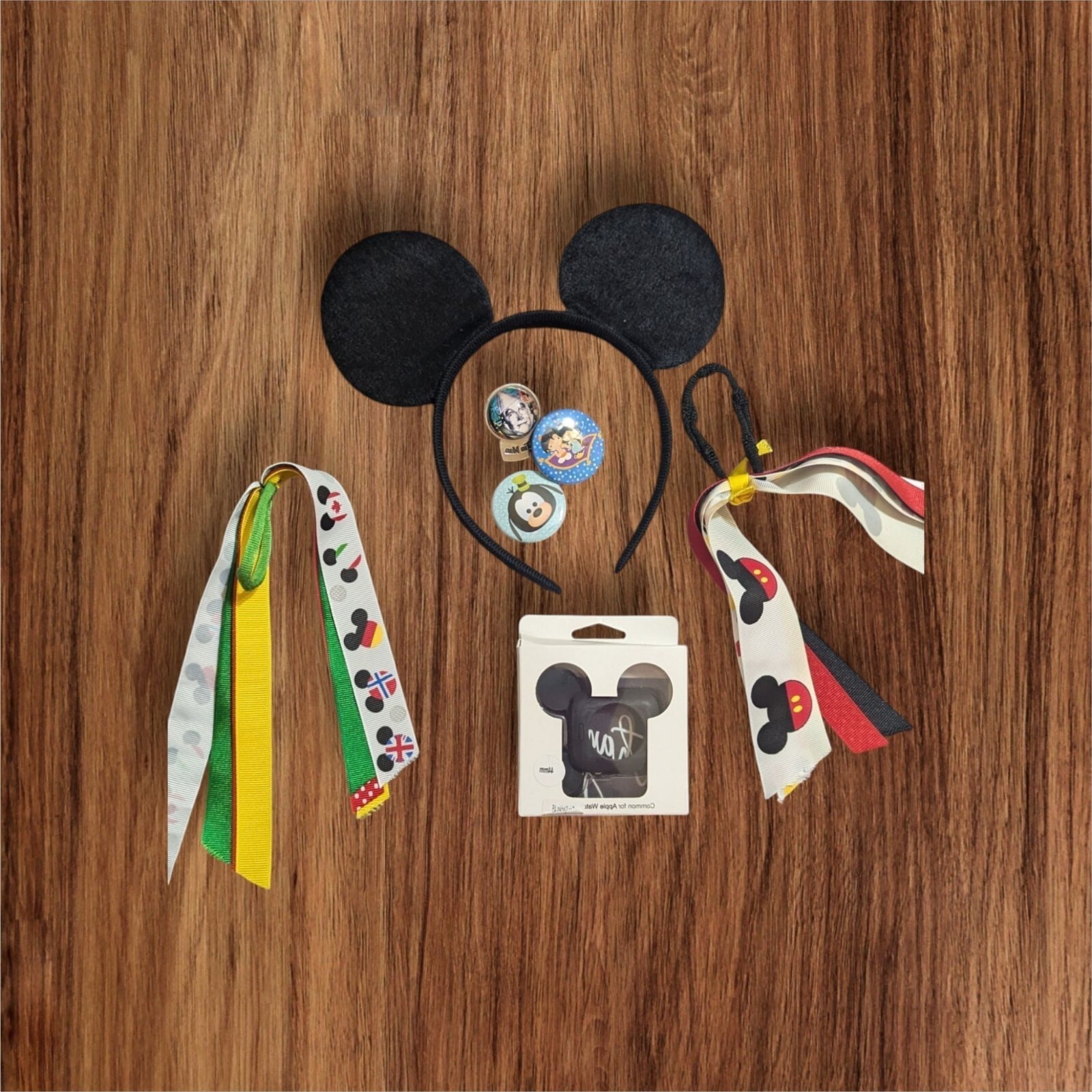 Mouse Ear Headband Ribbon Streamers Pins and 44mm Apple Watch Case Bundle