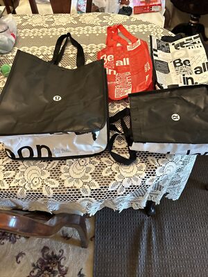 4 Lululemon Shopping Bags One Large Three Small