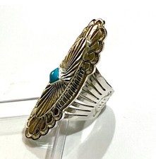 Signed - Richard Begay, Navajo. Vintage Turquoise Sterling Silver Knuckle Ring