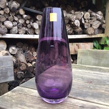 Large Vintage Royal Doulton Studio Amethyst Purple Art Glass Vase 12” Tall