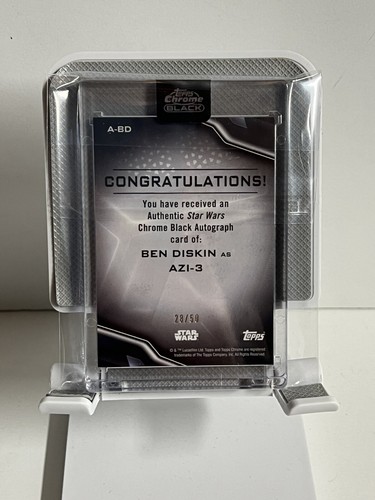 2022 Topps Black Chrome Star Wars AZI-3 BEN DISKIN Gold AUTOGRAPH 28/50 A-BD - Picture 2 of 2