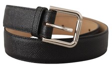 DOLCE & GABBANA Belt Black Calf Leather Brown Backend Metal Buckle s.75cm / 30in