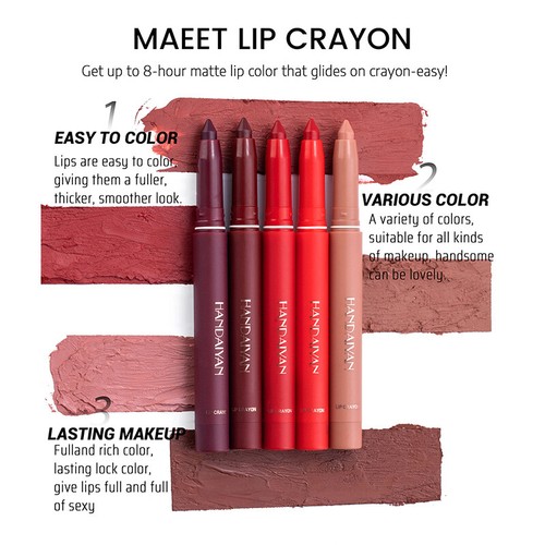 Women Waterproof Matte Lipstick Non-stick Cup Lip Liner Pencil Velvet Nude - Picture 14 of 34