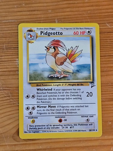 Pokémon TCG Pidgeotto Base Set 2 Unlimited 28/130 Regular Rare LP WOTC. - Bild 1 von 2